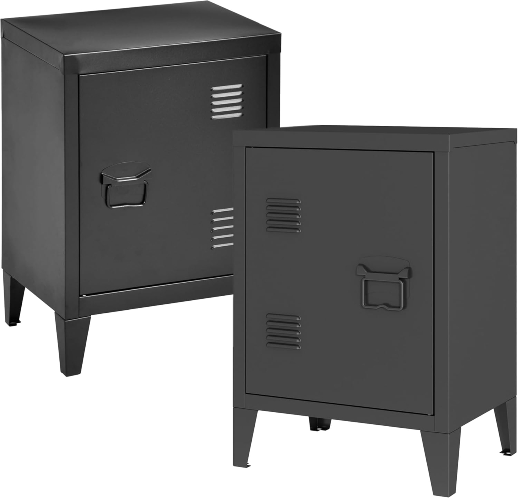 Nachtschrank Inari 2er Set Türgriff rechts und links Schwarz [en. casa] Bild 1