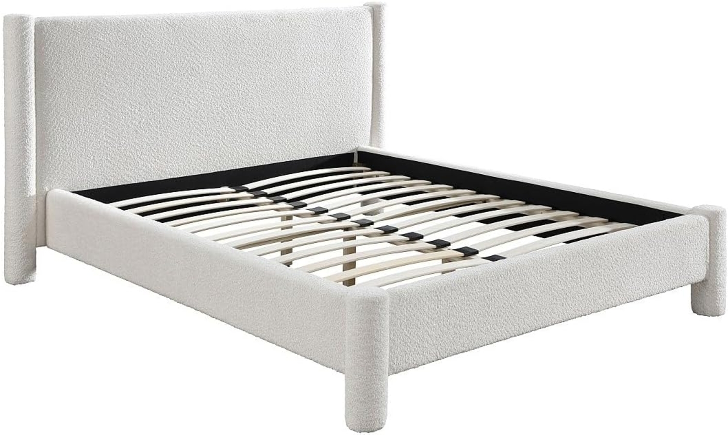 Vente-unique - Bett - 180 x 200 cm - Bouclé-Stoff - Weiß - CONOMO Bild 1