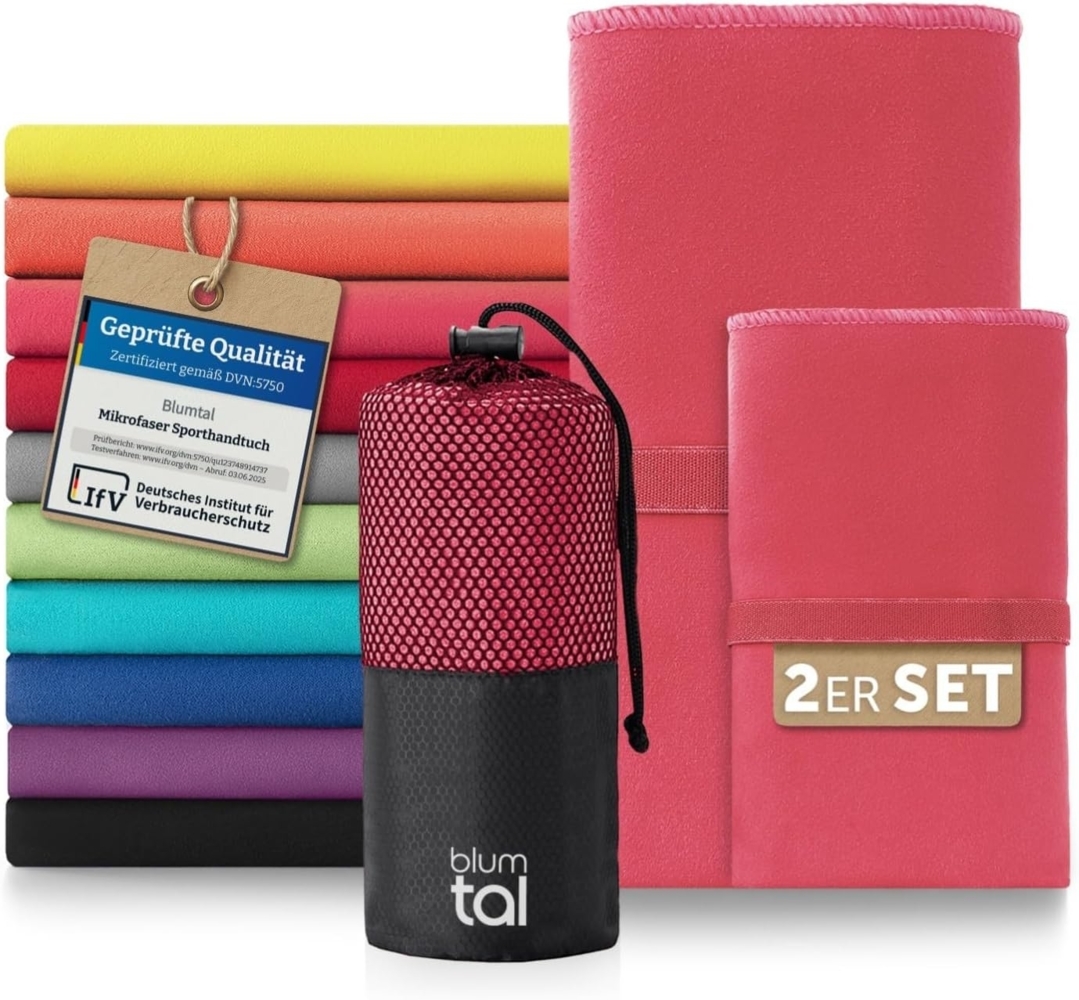 Blumtal Sporthandtuch Mikrofaser Handtücher Set, Mikrofaser (2-St), Ultra leicht, kompakt & schnelltrocknend Bild 1