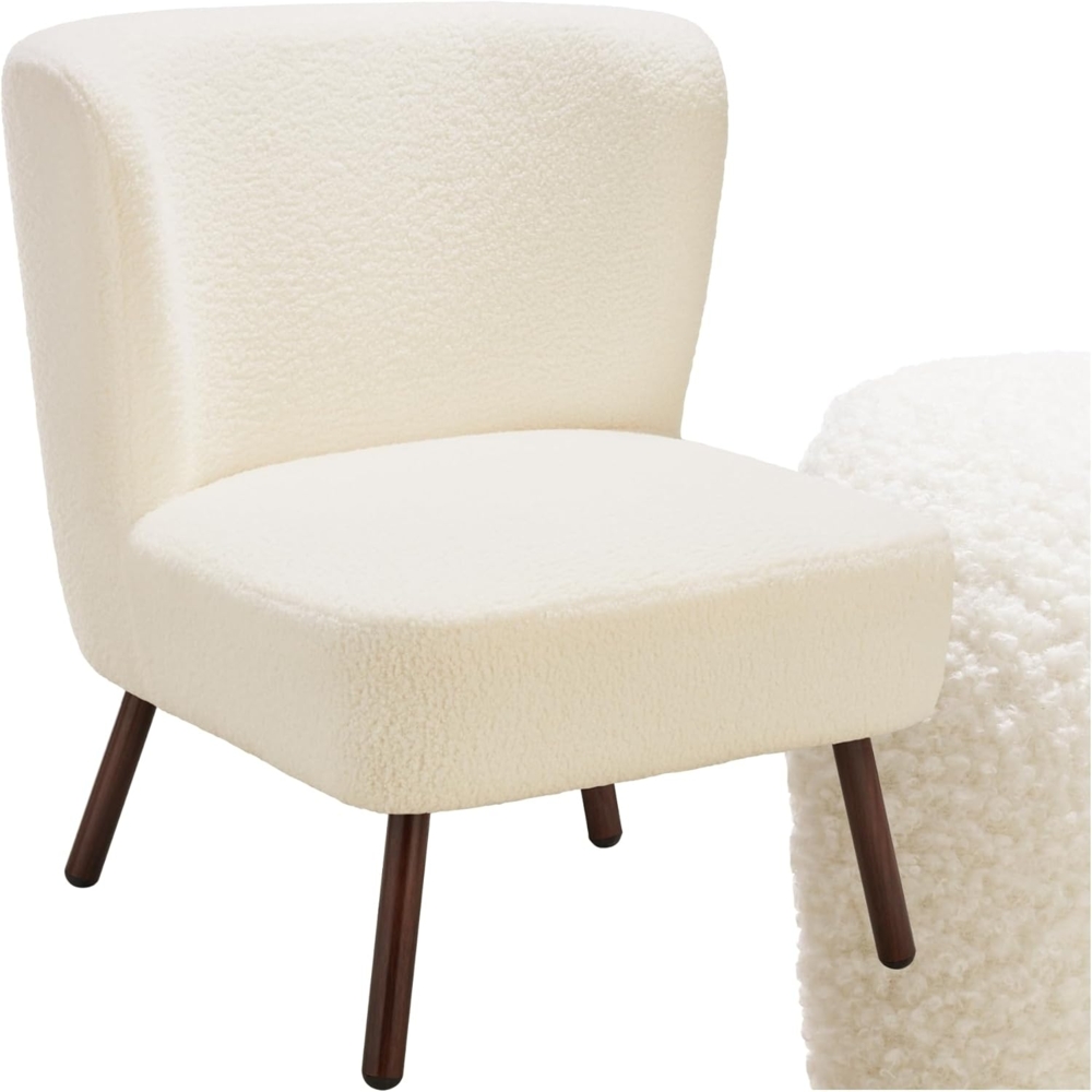 tectake Relaxsessel Teddy-Cocktailsessel, gepolstert, mit Bouclé-Bezug Bild 1