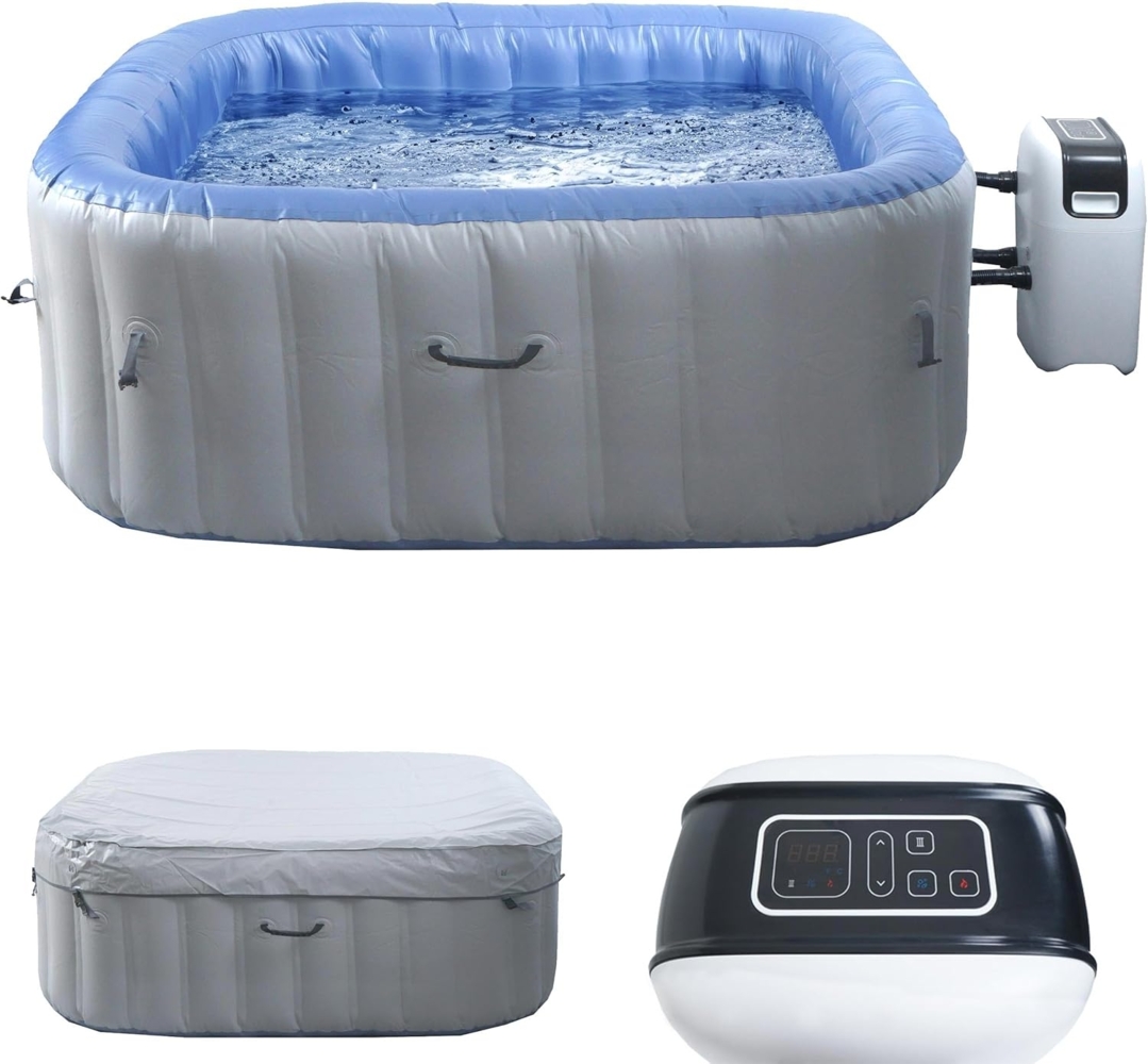 Whirlpool HWC-N97, 5 Personen, In-/Outdoor heizbar aufblasbar Pumpe PVC laminiert, eckig 180cm grau-blau Bild 1