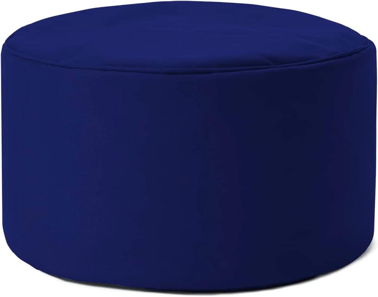 Lumaland Indoor Outdoor Sitzhocker 25 x 45 cm - Runder Sitzpouf, Sitzsack Bodenkissen, Sitzkissen, Bean Bag Pouf - Wasserabweisend - Pflegeleicht - ideal für Kinder und Erwachsene - Navyblau Bild 1