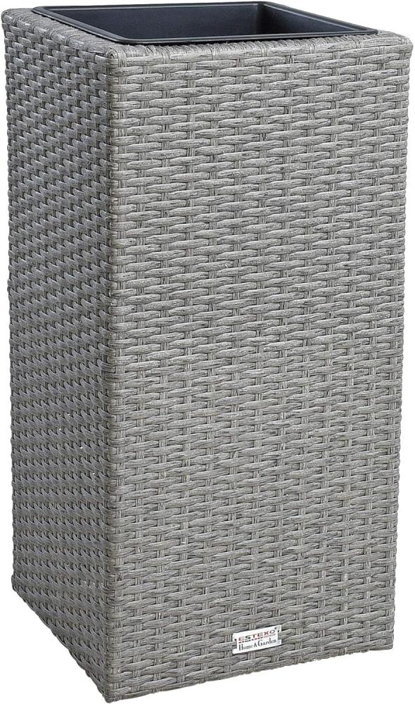 Polyrattan Blumenkübel Pflanzkübel 60 cm Rattan Blumentopf Übertopf Grau-Mix Bild 1