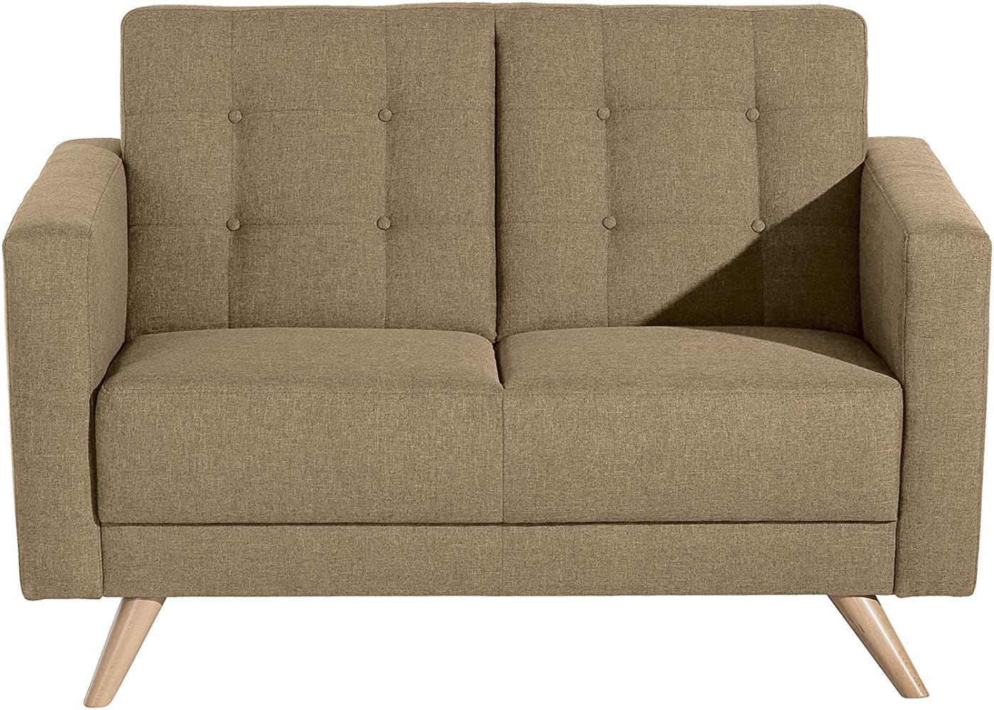 Julian Sofa 2-Sitzer Flachgewebe Sand Buche Natur Bild 1