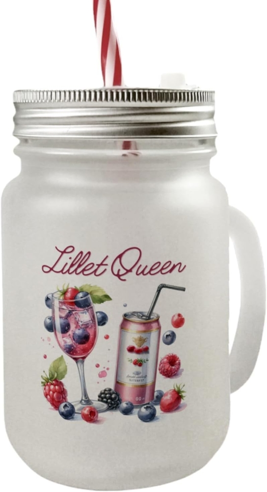 speecheese Glas Lillet Queen Mason Jar Henkel Trinkglas mit Deckel Bild 1