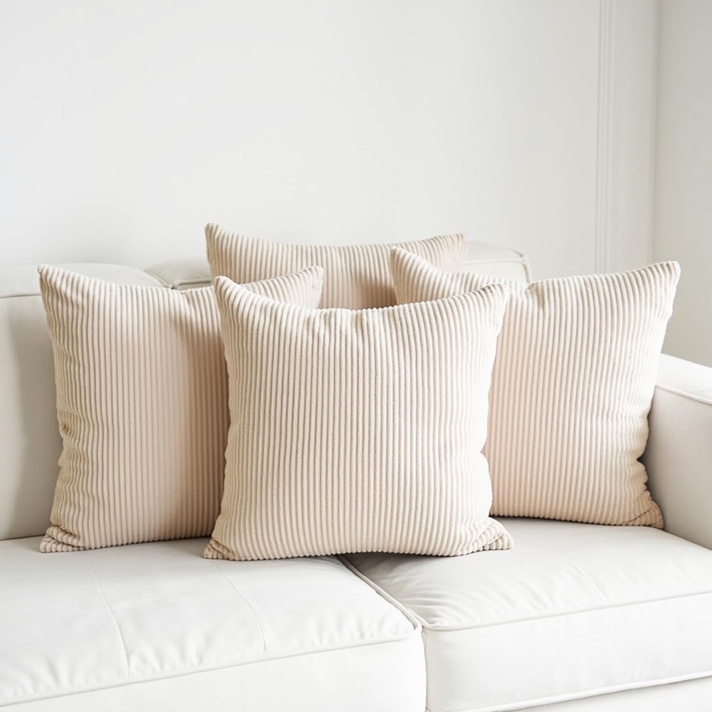 DYNMC you Kissenbezug Cord - 4er Kordsamt Weiche Kissenbezüge - Dekokissen Sofakissen, Kord Kissenhüllen - Sofa Kissenbezug Cord - Kissen Deko Kissenbezug Bild 1