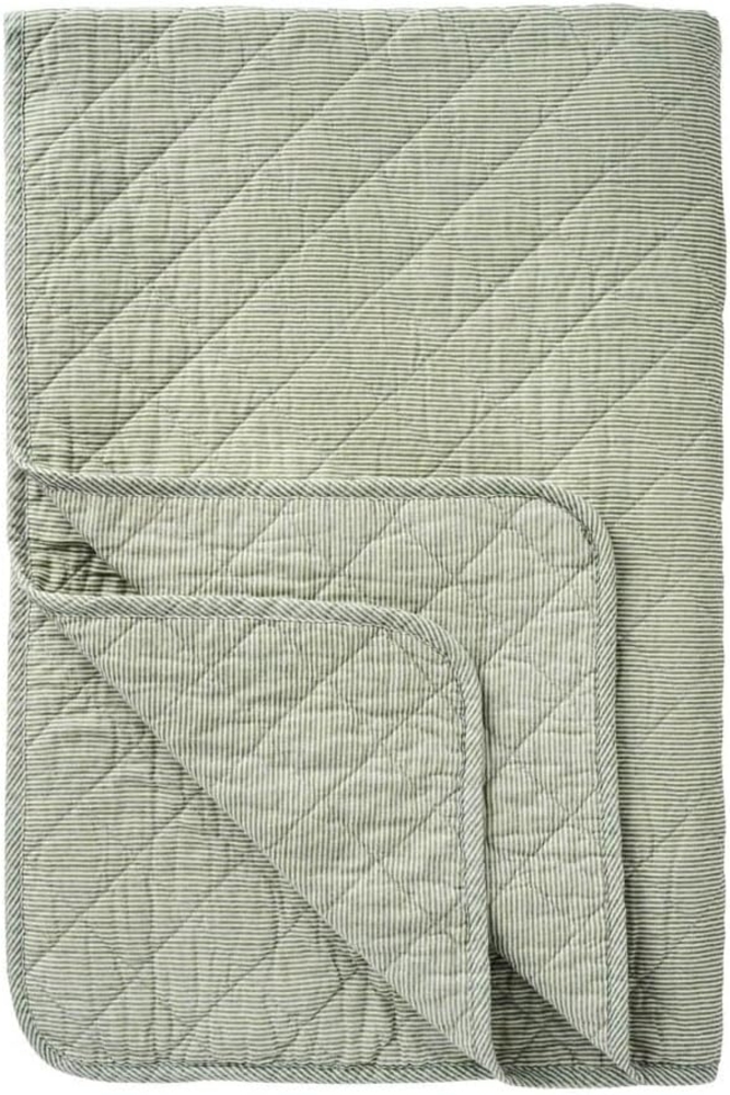 Ib Laursen Decke Quilt Tagesdecke Überwurf Gestreift Grün Weiß 180x130cm 0788-81 Bild 1