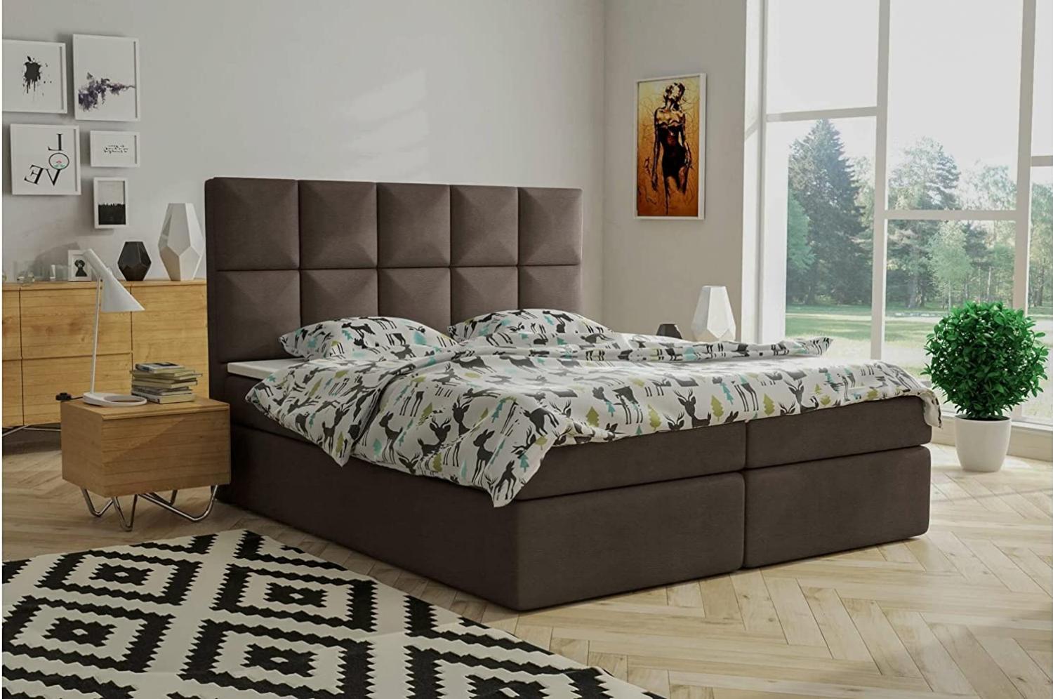 Stylefy 'Spirit' Boxspringbett ohne Topper, Kunstleder Cayenne Dunkelbraun 200x200 Bild 1