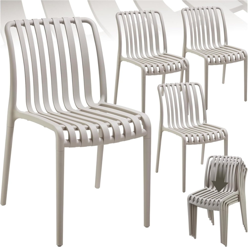 tectake Gartenstuhl Gartenstühle (Set, 4 St), Wetterfester, robuster und langlebiger Kunststoff Bild 1