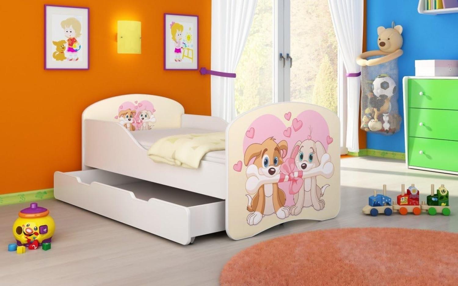 Kinderbett Luna mit Stauraum und verschiedenen Motiven 160x80 Dogs Bild 1