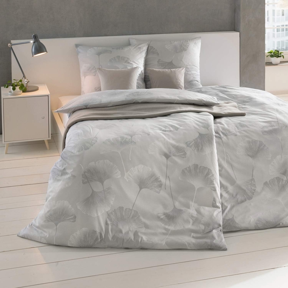 Estella Bettwäsche Isabella 6862 915 Platin Mako Interlock Jersey 155 x 220 + 80 x 80 cm Bild 1