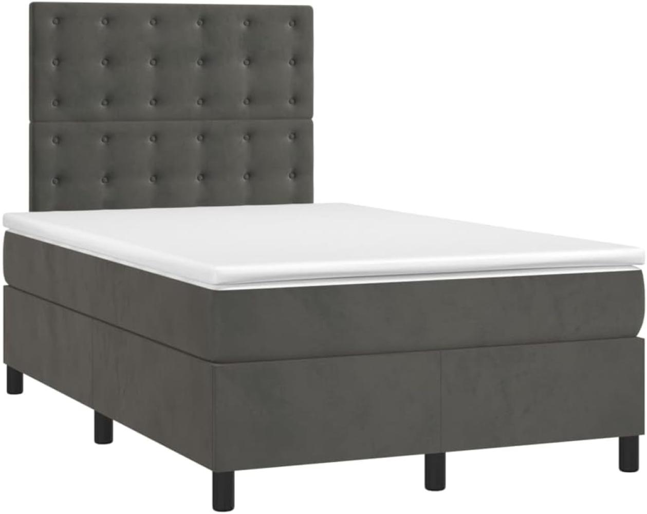 vidaXL Boxspringbett mit Matratze Dunkelgrau 120x200 cm Samt, Härtegrad: H2 [3143254] Bild 1