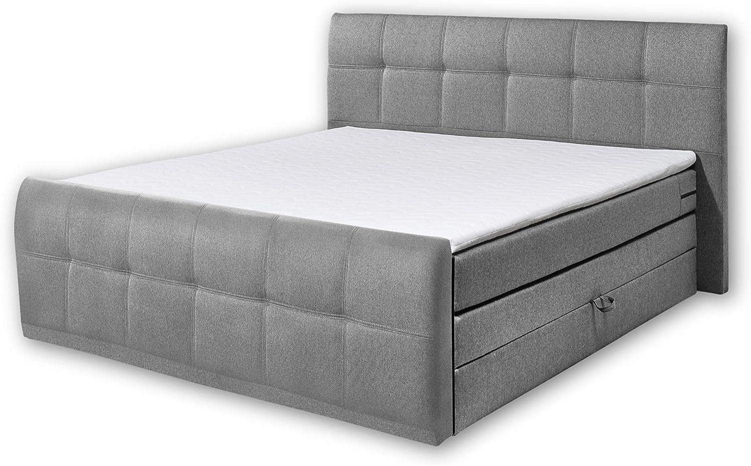 SACRAMENTO B3 Boxspringbett 180x200 mit Bettkasten, Grau - Bequemes Doppelbett mit 7-Zonen-Federkern & thermoelastischem Topper - 200 x 114 x 220 cm (B/H/T) Bild 1