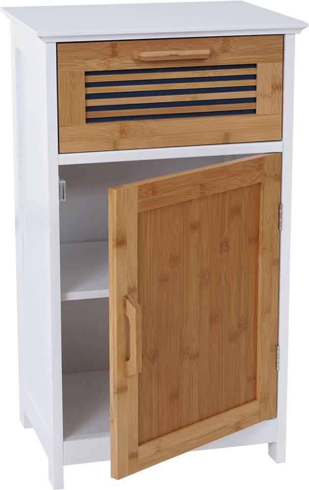 Kommode HWC-A85, Badezimmerkommode Badschrank Bambus, 71x40x31cm weiß Bild 1