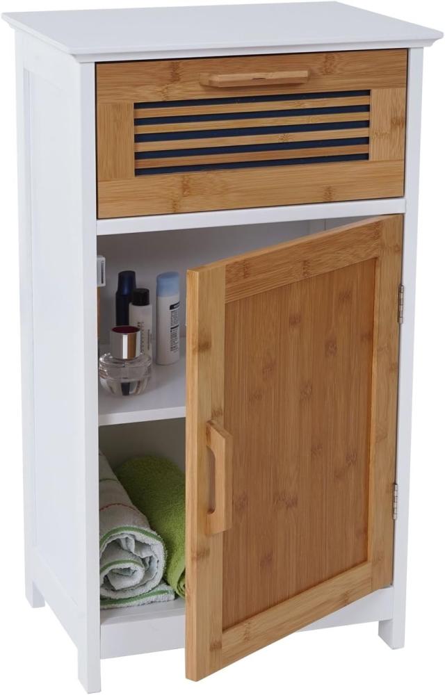 Kommode HWC-A85, Badezimmerkommode Badschrank Bambus, MVG-zertifiziert 71x40x31cm weiß Bild 1