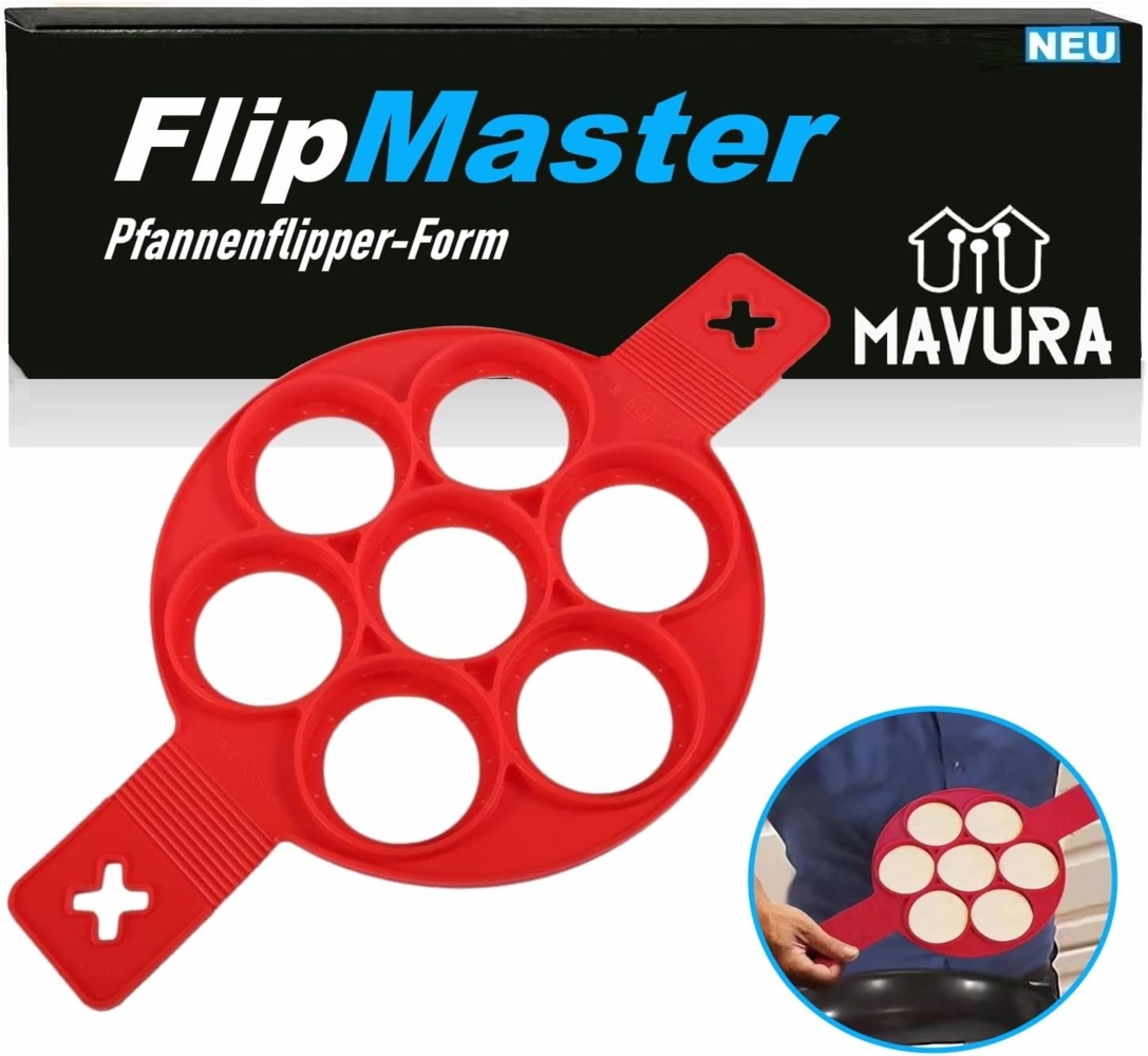 MAVURA Pfannenwender FlipMaster Flipper-Form Pfannenwender Silikon Eier, Pfannkuchen Maker Omelett Wender Küchenhelfer Backform Bild 1