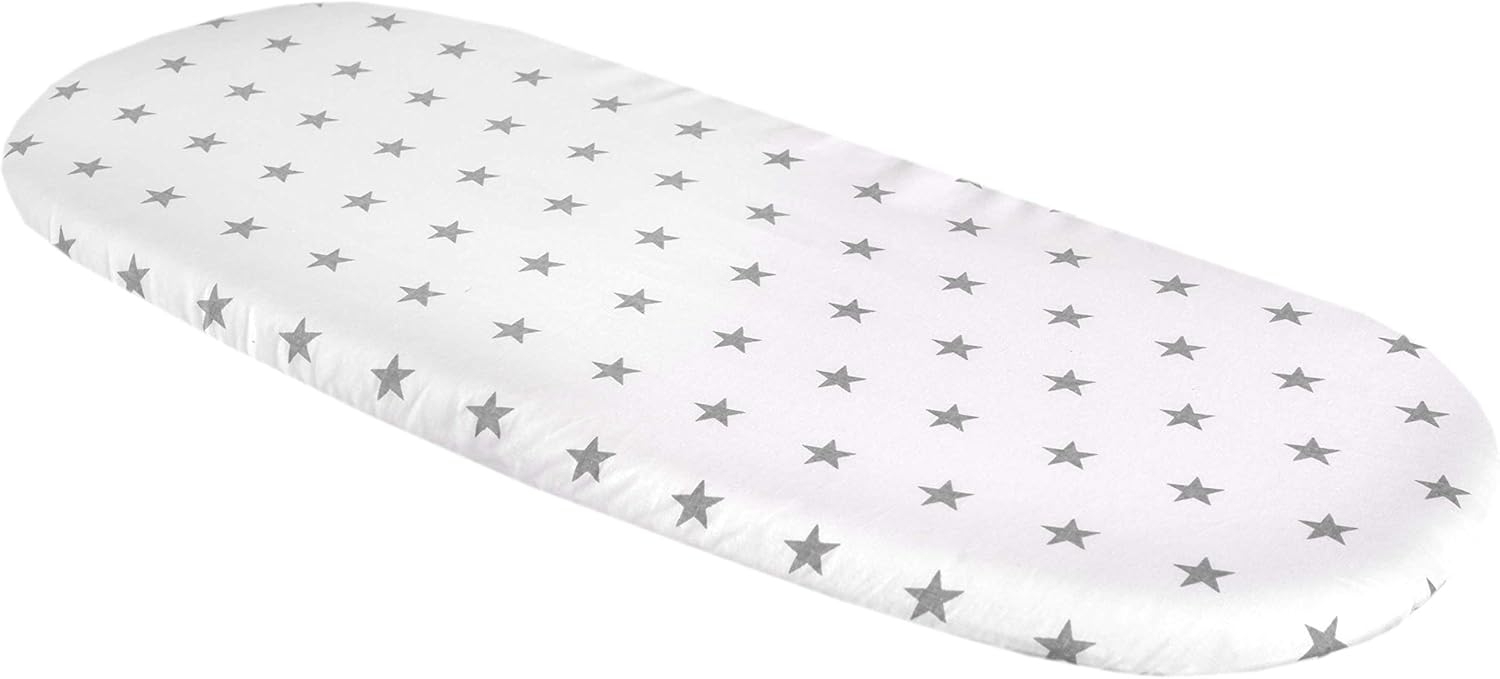 Medi Partners Spannbettlaken Spannbettuch Kinderwagen 86x40 cm 100% Baumwolle Matratzenschoner Baby (graue Sterne mit Weiß) Bild 1