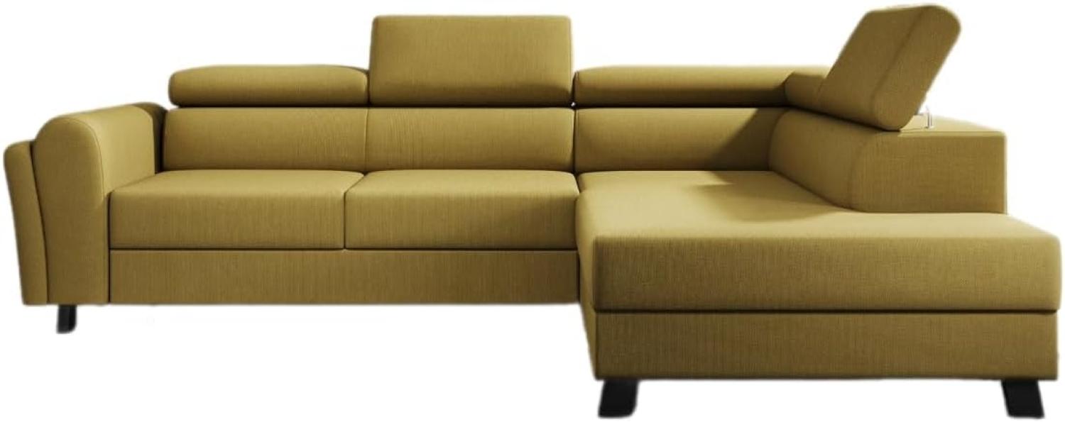 Designer Sofa Kira mit Schlaf- und Klappfunktion Stoff Senf Rechts Bild 1