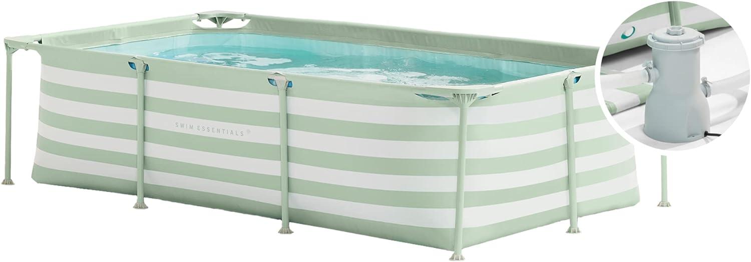 Frame Pool Luxe Old Green Striped, Set inkl. Pumpe, 260 x 160 x 65 cm, von Swim Essentials Bild 1