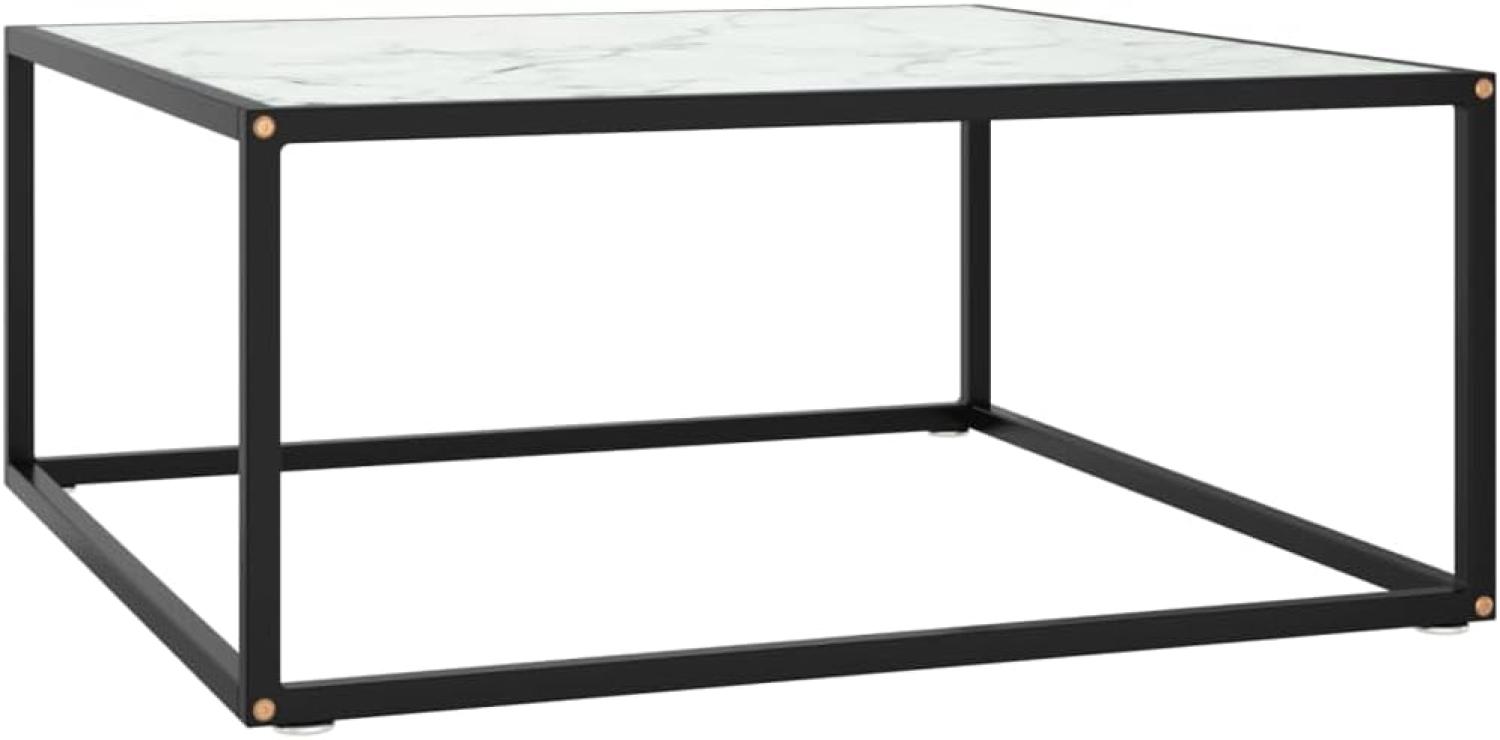 vidaXL Couchtisch Schwarz mit Weißem Glas in Marmor-Optik 80x80x35 cm 322877 Bild 1