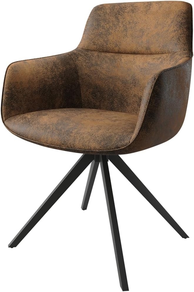 Drehstuhl Pejo-Flex Braun Antik Kreuzgestell kantig Schwarz 180° drehbar Bild 1