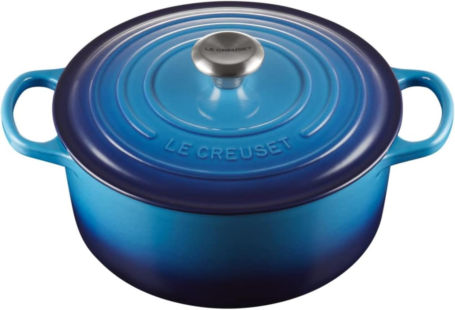 Le Creuset Signature Gusseisen-Bräter mit Deckel, Für alle Herdarten und Induktion geeignet, Rund, Azure, 26,0 cm, 5.3 Bild 1