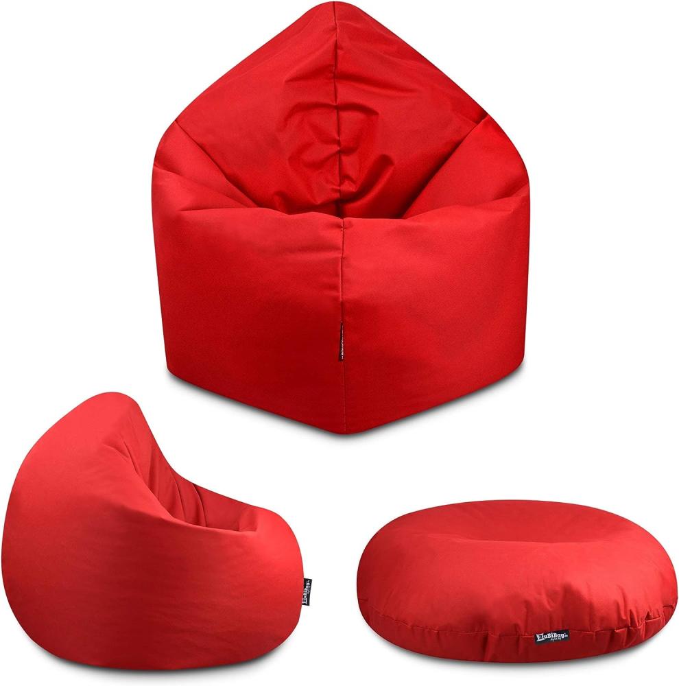 BuBiBag - 2in1 Sitzsack Bodenkissen - Outdoor Sitzsäcke Indoor Beanbag, Rot, Ø 125,0 cm Bild 1