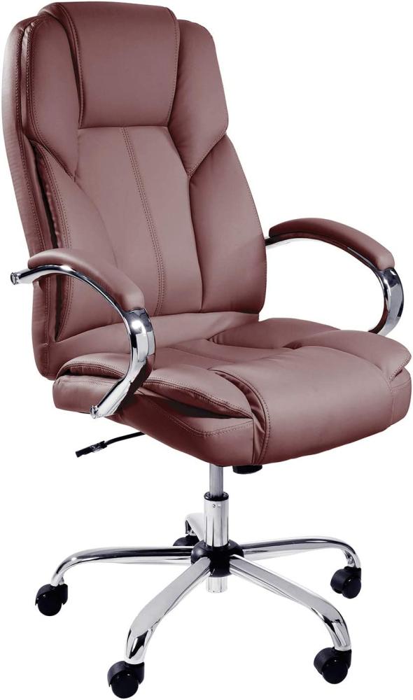 TPFLiving Bürostuhl Chefsessel Schreibtischstuhl Ergonomisch Drehstuhl XXL Dallas - Premium Schwerlast Computerstuhl Modern Kunstleder, Belastbar bis 215kg, abgebremste Rollen, Bordeauxrot Bild 1