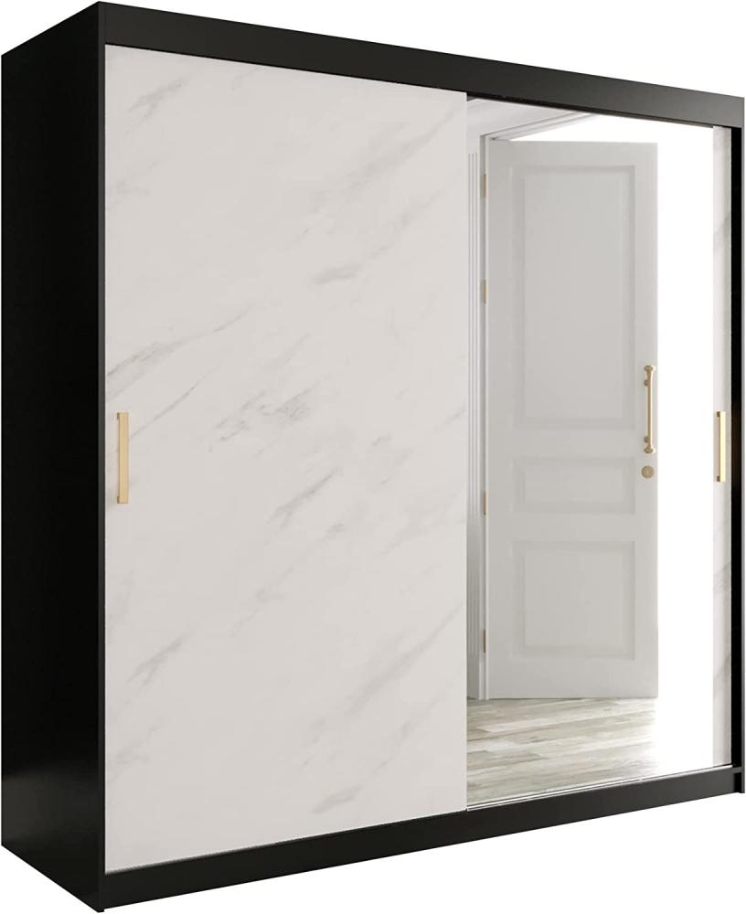 Kleiderschrank Kamoga T2 200 (Schwarz / Marmor Weiß + Gold, ohne Schubladen) Bild 1