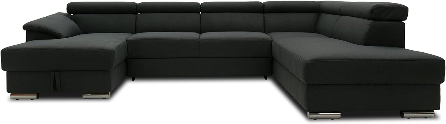 DOMO Collection David FK Wohnlandschaft, Sofa mit Schlaffunktion und Bettkasten in U-Form, Schlafsofa mit Federkern und Rückenfunktion, Polsterecke, anthrazit, 166 x 337 x 232 cm Bild 1