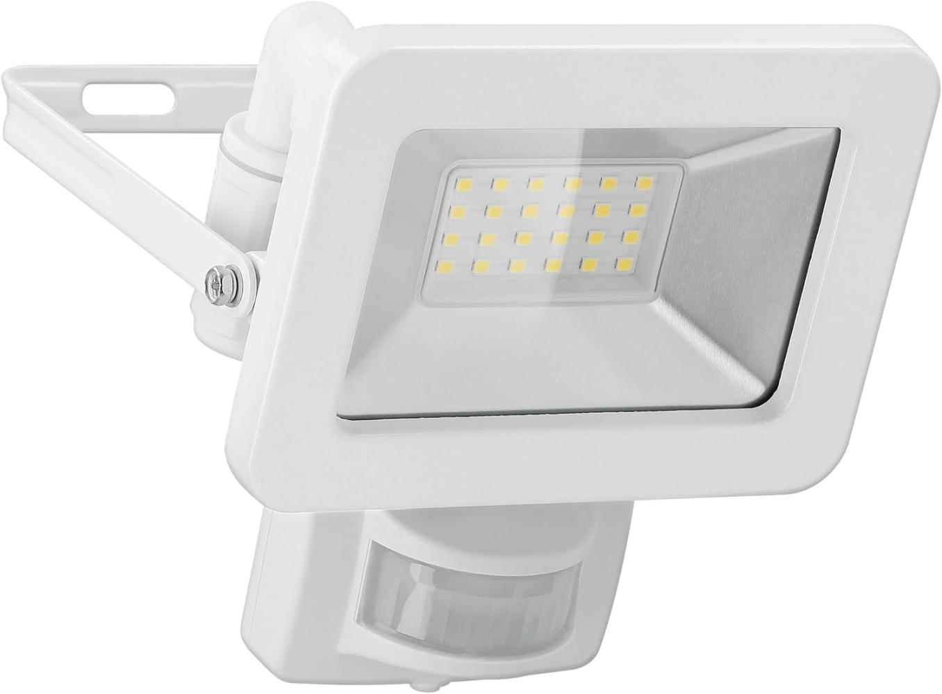 goobay 53880 LED Strahler Bewegungsmelder Außen 20W / PIR Sensor Außenstrahler IP44 / Neutralweißes Licht 1700 lm/LED Scheinwerfer Fluter Wandmontage/Gartenstrahler/Weiß Bild 1