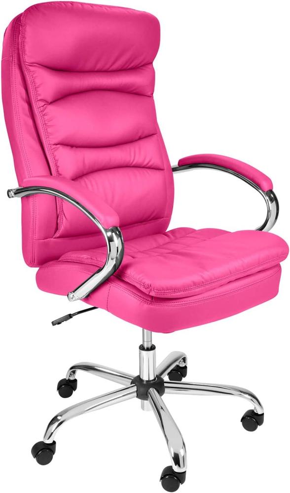 TPFLiving Bürostuhl Chefsessel Ergonomisch Drehstuhl Schreibtischstuhl XXL Queens - Schwerlast Computerstuhl Modern aus Kunstleder mit abgebremsten Rollen - Belastbar bis 210kg - Rosa Bild 1