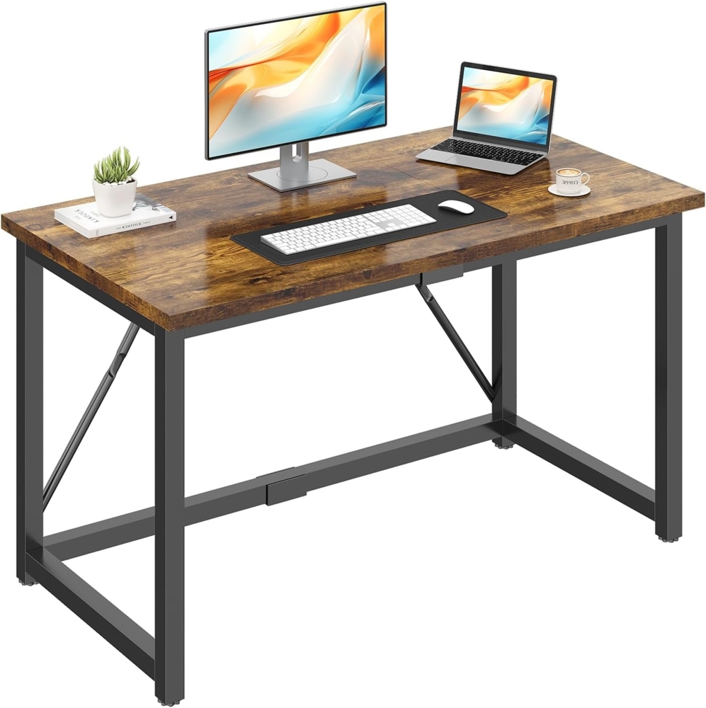 JUMMICO Schreibtisch 160 x 50 x 90 cm, Kleiner Tisch Computertisch Bürotisch für Arbeitszimmer, Computertisch Klein für Home, Office, Braun Bild 1