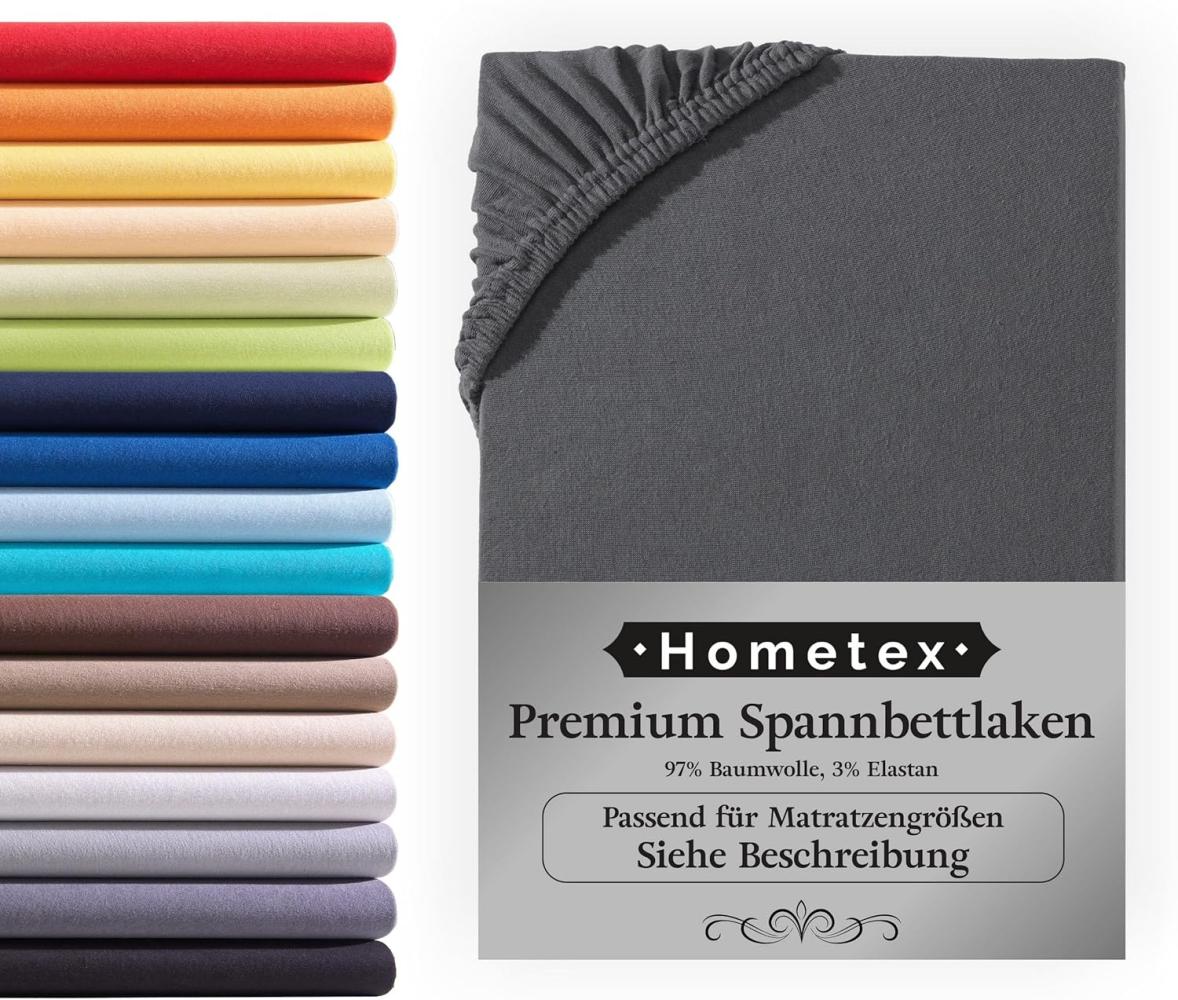 Hometex Premium Textiles Spannbettlaken Premium Boxspringbett Spannbetttuch ideal für Wasserbett und Matratzen, Jersey, Gummizug: Rundumgummizug, Spannbettlaken Premium Qualität 190 g/m², Gekämmte Baumwolle Bild 1