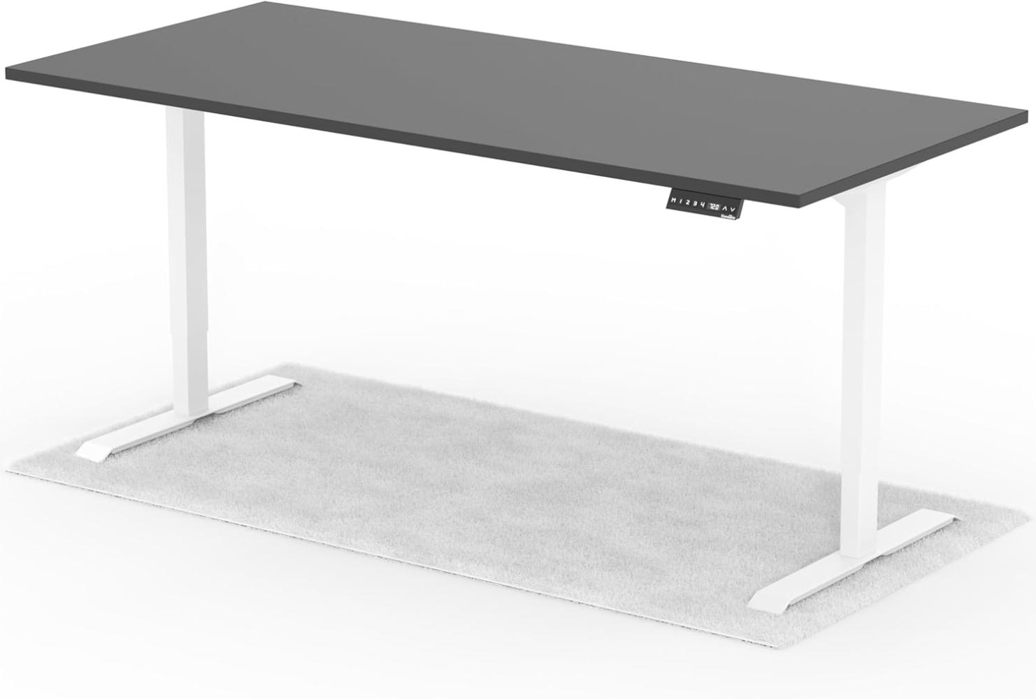 elektrisch höhenverstellbarer Schreibtisch DESK 200 x 90 cm - Gestell Weiss, Platte Anthrazit Bild 1