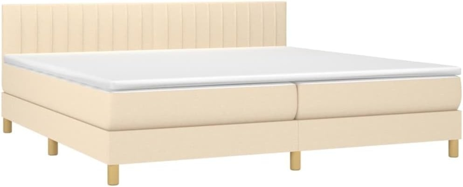 vidaXL Boxspringbett mit Matratze Creme 200x200 cm Stoff, Härtegrad: H2 [3140806] Bild 1