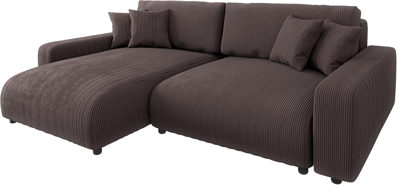 S-Style Möbel Ecksofa Emma mit Bettfunktion in Cord-Stoff schöner Sitzkomfort, Ottomane links oder rechts bestellbar, mit Wellenfederung Bild 1