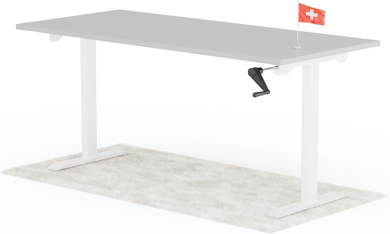 manuell höhenverstellbarer Schreibtisch EASY 180 x 80 cm - Gestell Weiss, Platte Grau Bild 1