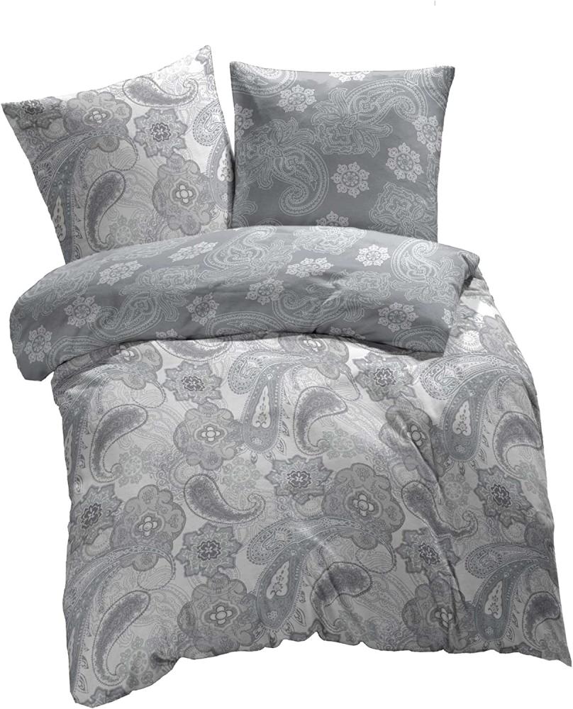 etérea Mako-Satin Bettwäsche Paisley Florina Grau 200x200 cm + 2Stk 80x80 cm Bild 1