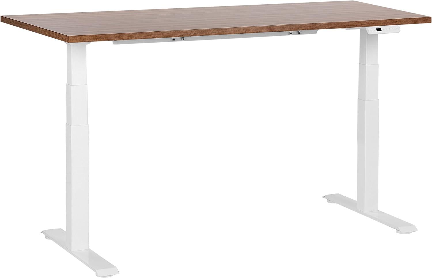Höhenverstellbarer Schreibtisch Elektrisch Dunkler Holzfarbton DESTINES Bild 1