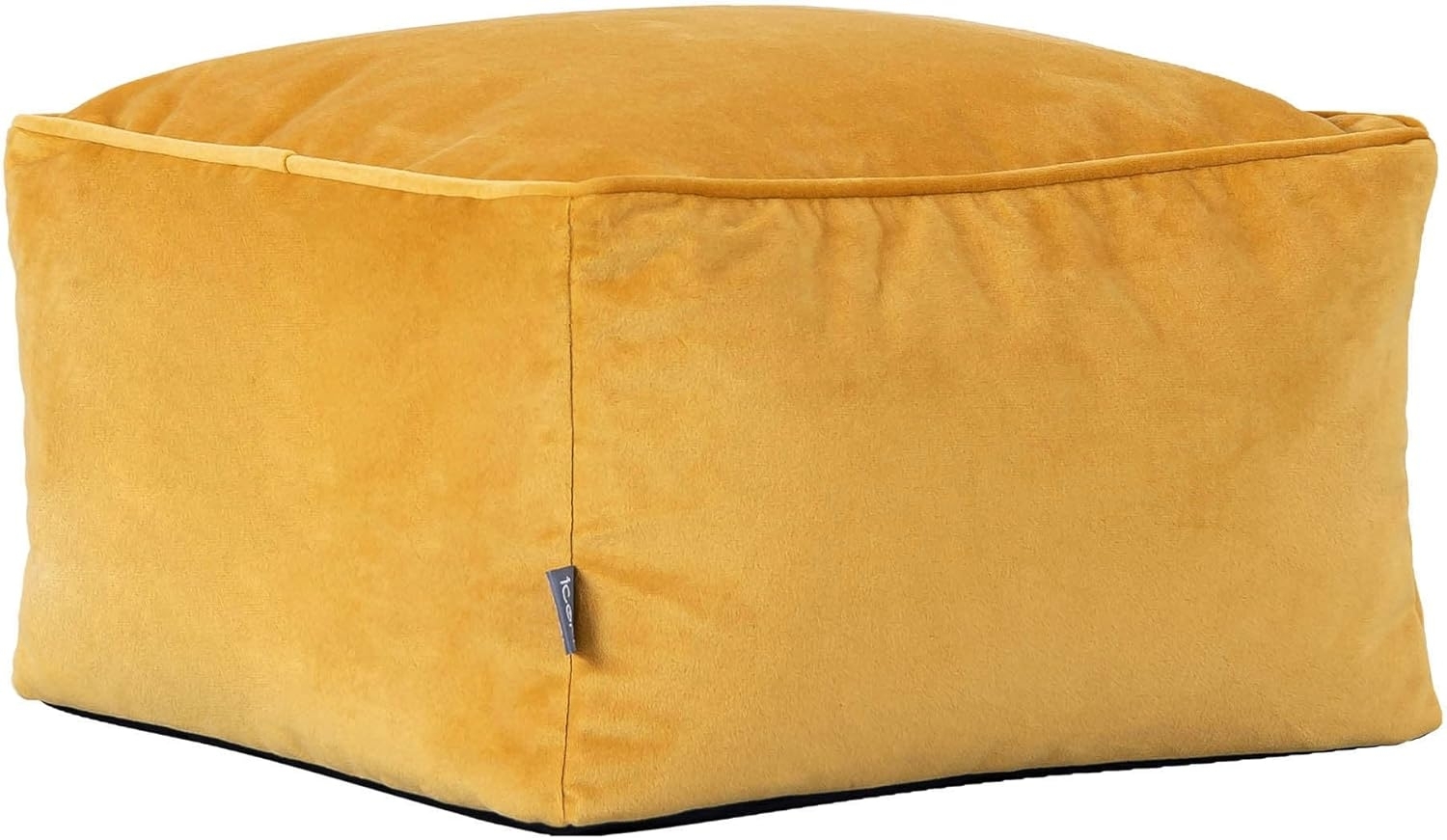 Icon Amara Hocker, Gelb, Flauschiger Samt Stoff, Samt Sitzsack, Sitzpuff Hocker mit Füllung, Fußhocker für das Wohnzimmer, Deko Wohnzimmer Bild 1