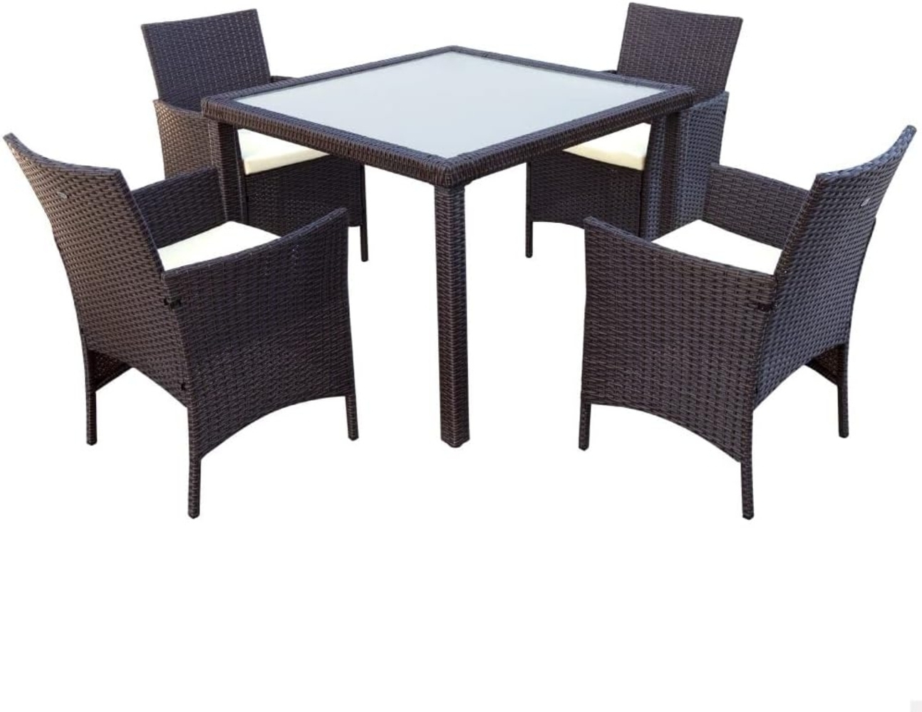 Aktive 61073 – Rattan-Gartentisch- und Stuhlset | Terrassentisch und Stühle beinhaltet 4 Gartenstühle und 1 Gartentisch 100x75 cm | Garten- und Terrassenmöbel Bild 1