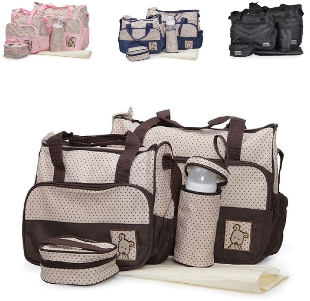 Moni Wickeltasche Stella, Set mit Wickelunterlage, Isoliertasche f. Babyflaschen braun Bild 1