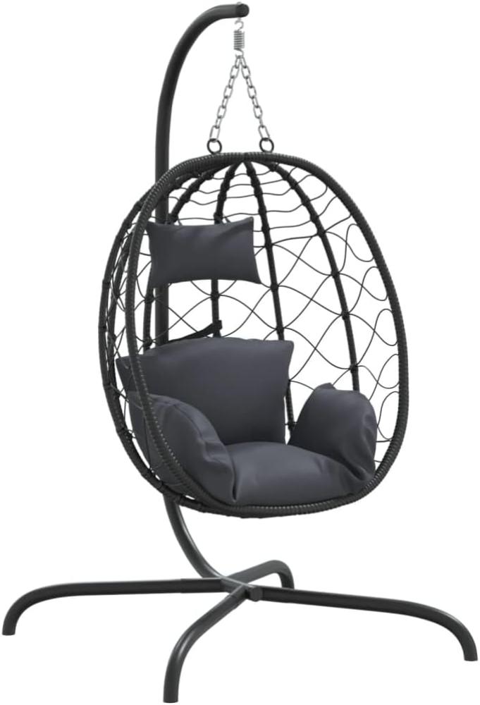 vidaXL Hängesessel Ei mit Kissen Anthrazit Poly Rattan & Stahl 360045 Bild 1