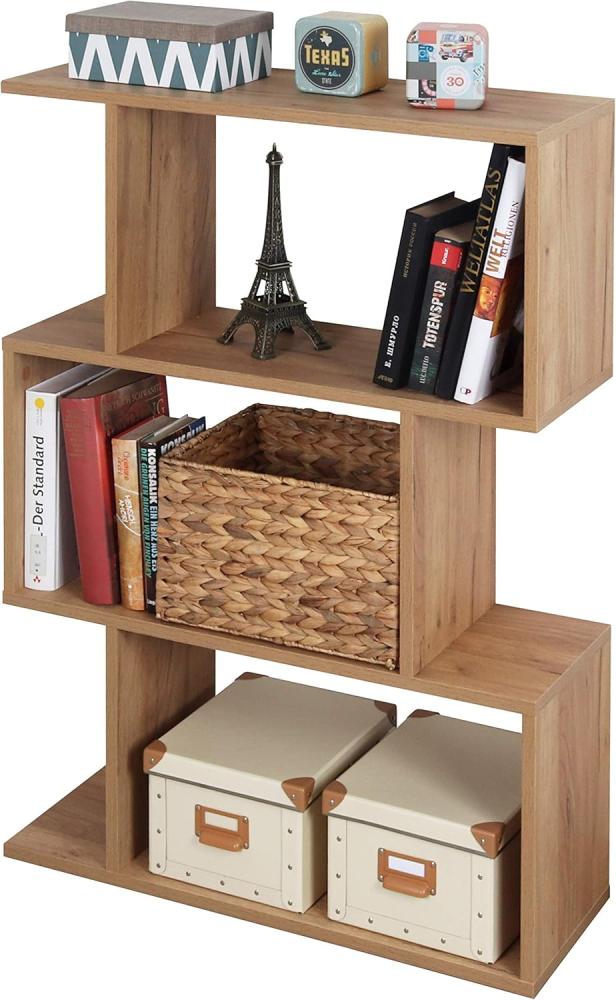 RICOO Standregal 97 x 70 x 25 cm Eiche braun – Bücherregal Wandregal Wohnzimmer WM072-EG Bild 1