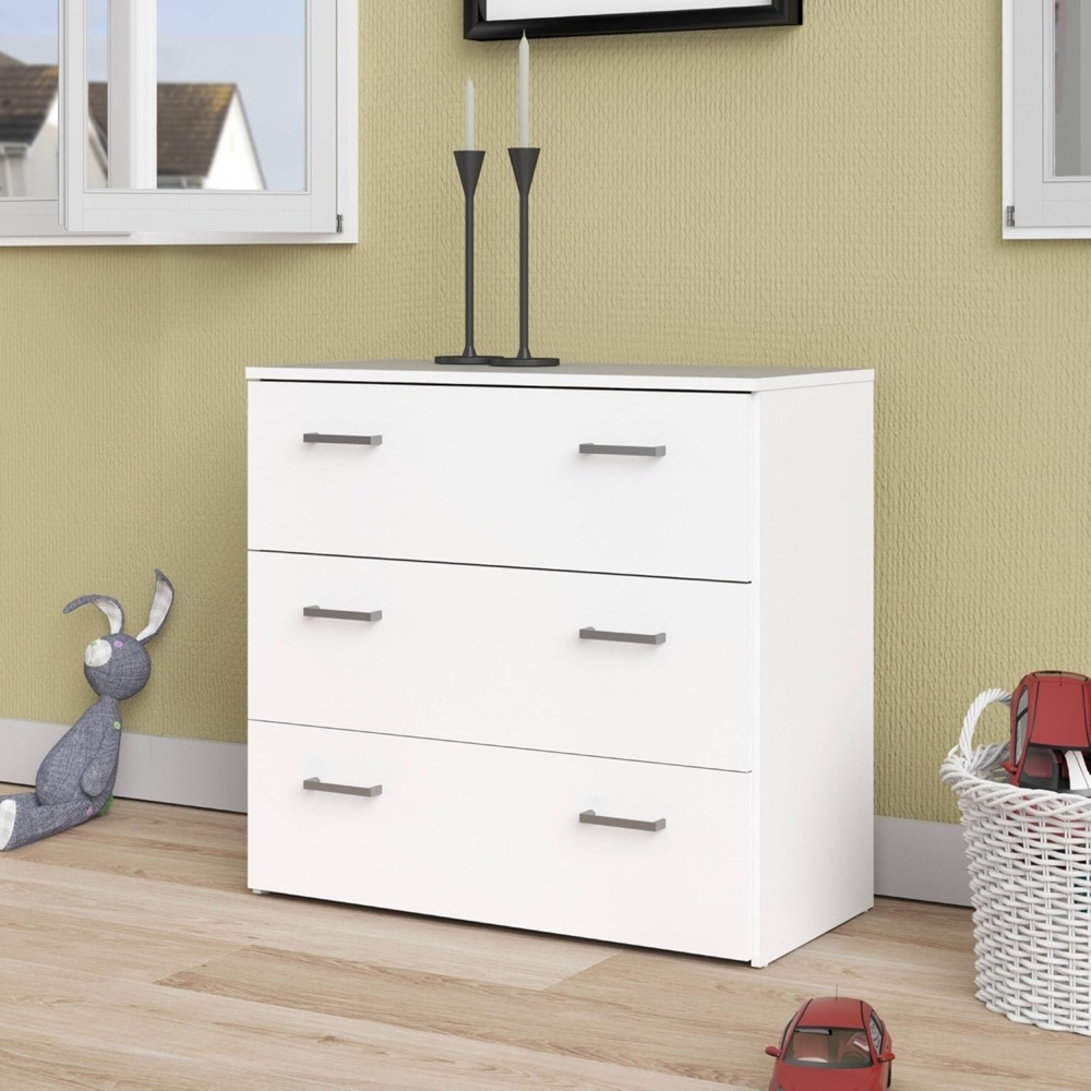 Dmora - Kommode Addie, Mehrzweckkommode, Schlafzimmerkommode, Schrank mit Schubladen, 74x36 h70 cm, Wei? Bild 1