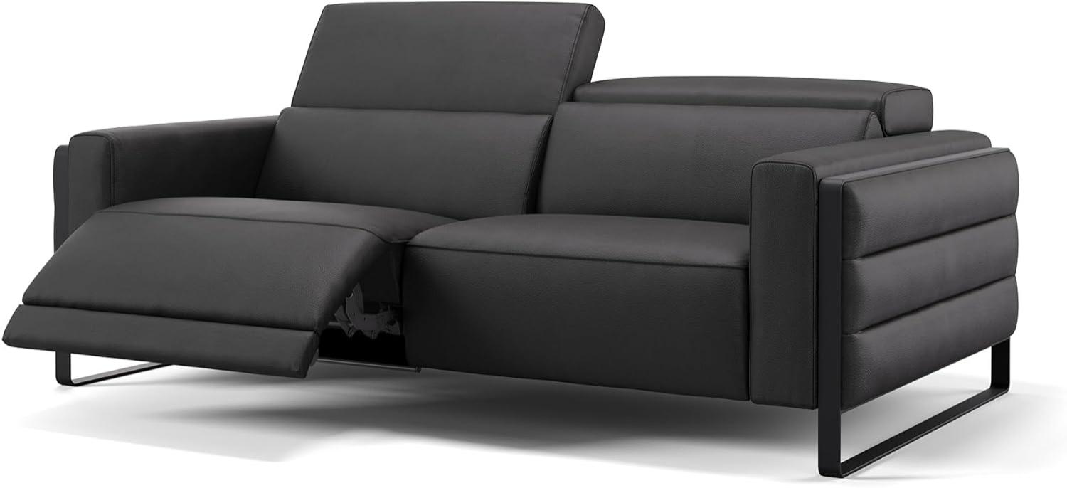 Sofanella Ledersofa DELTONA 3-Sitzer Ledercouch elektrisch in Schwarz Bild 1