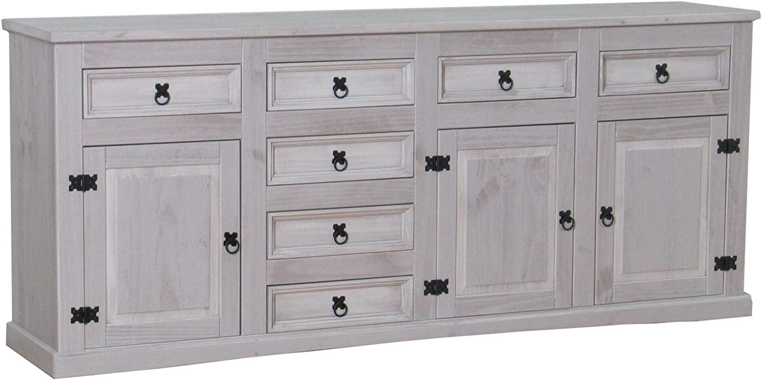 Sideboard New Mexiko Kiefer massiv grau Mexico Schubladen Kommode Schrank Bild 1