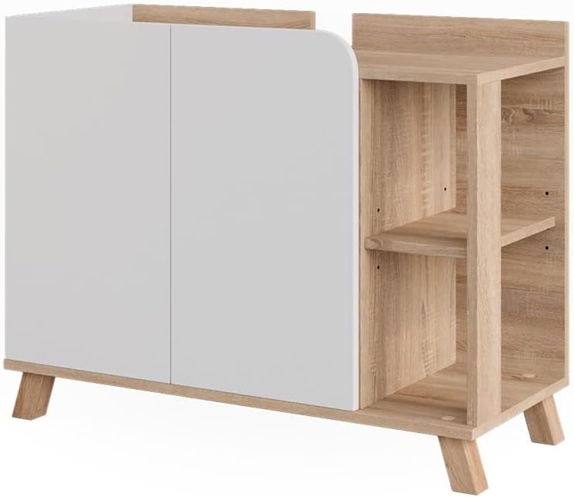 Vicco Waschbeckenunterschrank Karen, Sonoma/Weiß, 80 x 65 cm mit 2 Türen Bild 1