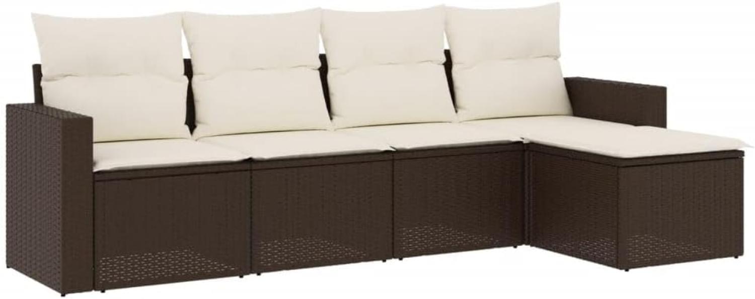 vidaXL 5-tlg. Garten-Sofagarnitur mit Kissen Braun Poly Rattan 3251230 Bild 1